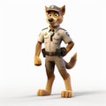 Photorealistic 3d Cartoon Police Dog: Dark Beige Youthful Protagonists In High-key Lighting Royalty Free Stock Photo