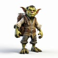 Photorealistic 3d Goblin Warrior With Backpack Of Weapons