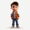 Photorealistic 3d Render Cartoon Of Ethan: Stylish Hispanic Boy In Animated Movie