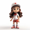 Photorealistic 3d Render Of Cartoon Girl Amelia With Hat