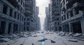 Photorealistic 3D render of a desolate street fractured code , detailing the silent infrastructure m Royalty Free Stock Photo