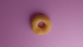 Photorealistic 3D render of a donut without icing on a pink background