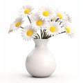 Photorealistic Daisy In Modern Ceramic Vase - High-quality Stock Photo