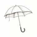 Humorous Caricature: Black And White Umbrella Drawing On White Background