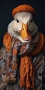 Photorealistic Duck In Scarf: Comfycore Fashion Photography