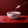 Photorealistic Fantasies Spilling Red Liquid Into A Bowl