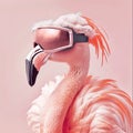 a flamingo staying snug in a trendy peach Ski Goggles