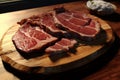 Photorealistic Food: Close-up of Dried Beef on Wooden Board