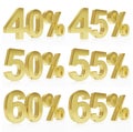 Photorealistic golden rendering of a symbol for % discount