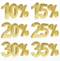 Photorealistic golden rendering of a symbol for % discounts