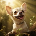 A photorealistic happy Chihuahua dog in natural setting by AI generated