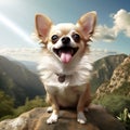 A photorealistic happy Chihuahua dog in natural setting by AI generated