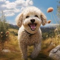 A photorealistic happy Poodle dog in natural setting by AI generated