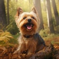 A photorealistic happy Yorkshire Terrier dog in natural setting by AI generated