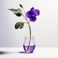 Photorealistic Hd Image Of A Floating Violet Stem With Cinematic Shadow