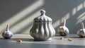 Photorealistic image of a ceramic garlic keeper on a white background Royalty Free Stock Photo