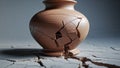 Photorealistic image of a clay vase cracked at base Royalty Free Stock Photo