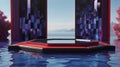 a photorealistic image of a 3d scene with a red hexago ai generated Royalty Free Stock Photo