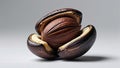 Photorealistic image of a dark nut opened on a white background Royalty Free Stock Photo