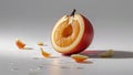 Photorealistic image of a fallen fruit cut in half on a white background Royalty Free Stock Photo