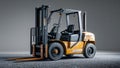 Photorealistic image of a forklift parked on gravel Royalty Free Stock Photo