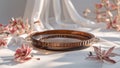 Photorealistic image of a glass aroma lid tray with soft white backdrop Royalty Free Stock Photo