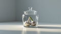 Photorealistic image of a glass garlic keeper with lid in a modern studio setting Royalty Free Stock Photo