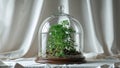 Photorealistic image of a glass herb storing dome with soft white backdrop Royalty Free Stock Photo