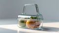 Photorealistic image of a glass lunch bag with side opening on a white background Royalty Free Stock Photo