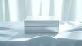 A photorealistic image of a glossy white box with sharp edges and minimal design Royalty Free Stock Photo