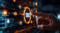 Photorealistic Image of an Index Finger Touching SEO Button