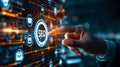 Photorealistic Image of an Index Finger Touching SEO Button