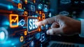 Photorealistic Image of an Index Finger Touching SEO Button
