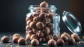 Photorealistic image of a jar of hazelnuts Royalty Free Stock Photo