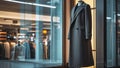 Photorealistic image of a long coat next to a store window Royalty Free Stock Photo