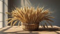 Photorealistic image of a modern wheat bundle on a wooden table Royalty Free Stock Photo