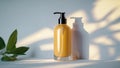 Photorealistic image of a moisturizing lotion bottle next to a mirror Royalty Free Stock Photo
