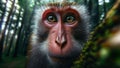 Macaca fuscata Monkey in the forest, Realistic AI generated Illustration