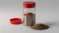 Photorealistic image of a plastic spice bottle with green cap Royalty Free Stock Photo