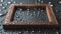 Photorealistic image of a raindrop trail on wood frame Royalty Free Stock Photo