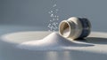 Photorealistic image of a salt spill beside ceramic shaker Royalty Free Stock Photo