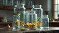Photorealistic image of a set of transparent jars Royalty Free Stock Photo