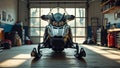 Photorealistic image of a snowmobile in a garage Royalty Free Stock Photo