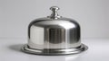 Photorealistic image of a stainless cake dome with foldable frame on a white background Royalty Free Stock Photo