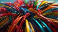 Photorealistic Image of a Tangle of Colorful Wires