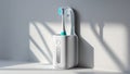 Photorealistic image of a wireless toothbrush case with wall mount on a white background Royalty Free Stock Photo