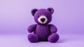 Photorealistic Knitted Purple Bear On A Soft Purple Background