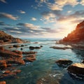 A photorealistic landscape background of sea setting by AI generated