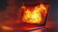 photorealistic laptop fire Royalty Free Stock Photo