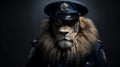 Photorealistic Lion Police Officer In Nikon D850 Style Royalty Free Stock Photo